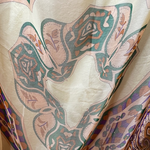 Bohemian Paisley Sheer 100% silk Scarf wrap Shaw bathing suit cover sarong - Picture 3 of 5